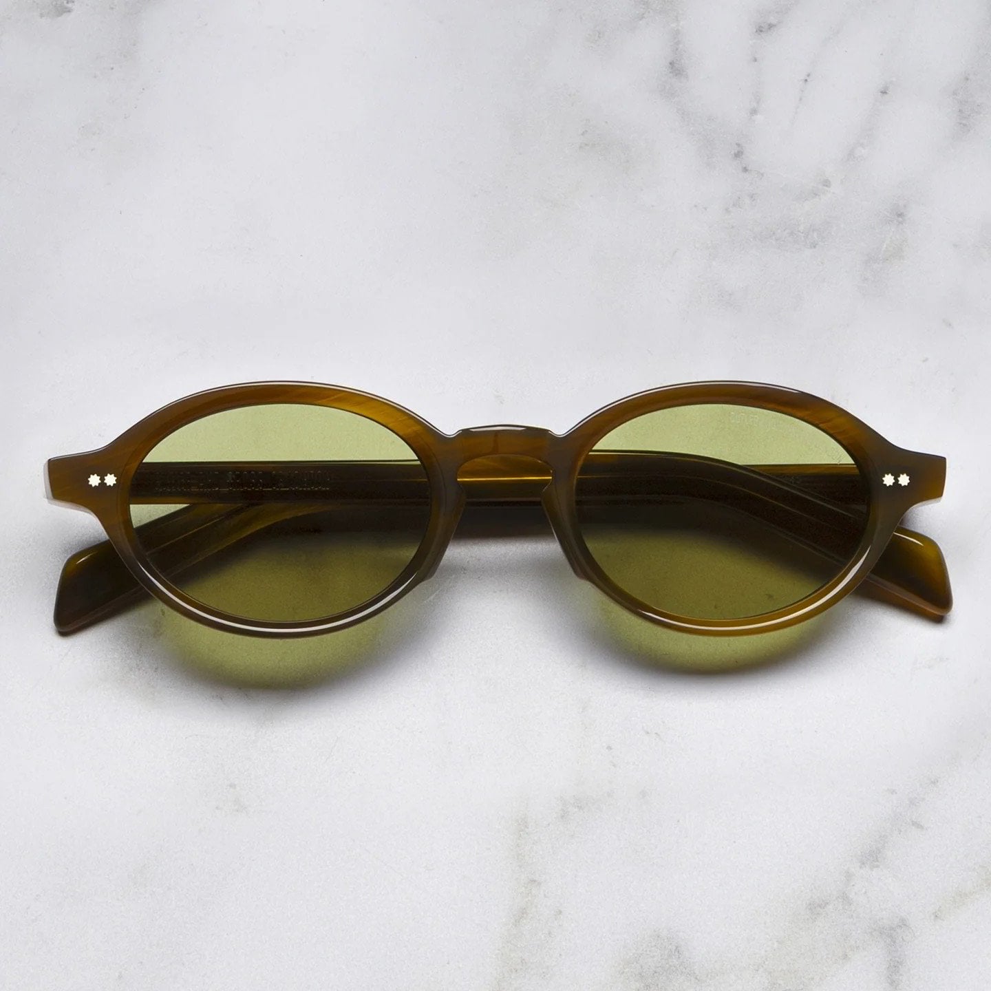 Ottica Mondello Roma - Cutler and Gross - CGSN-GR13-49-02 - GR13 - MUSTARD HAVANA - Acetate - shape Oval - brown - EYEWEAR - SUNGLASSES - Unisex,Uomo,Donna,Women,Men - lens Green - Made In Italy