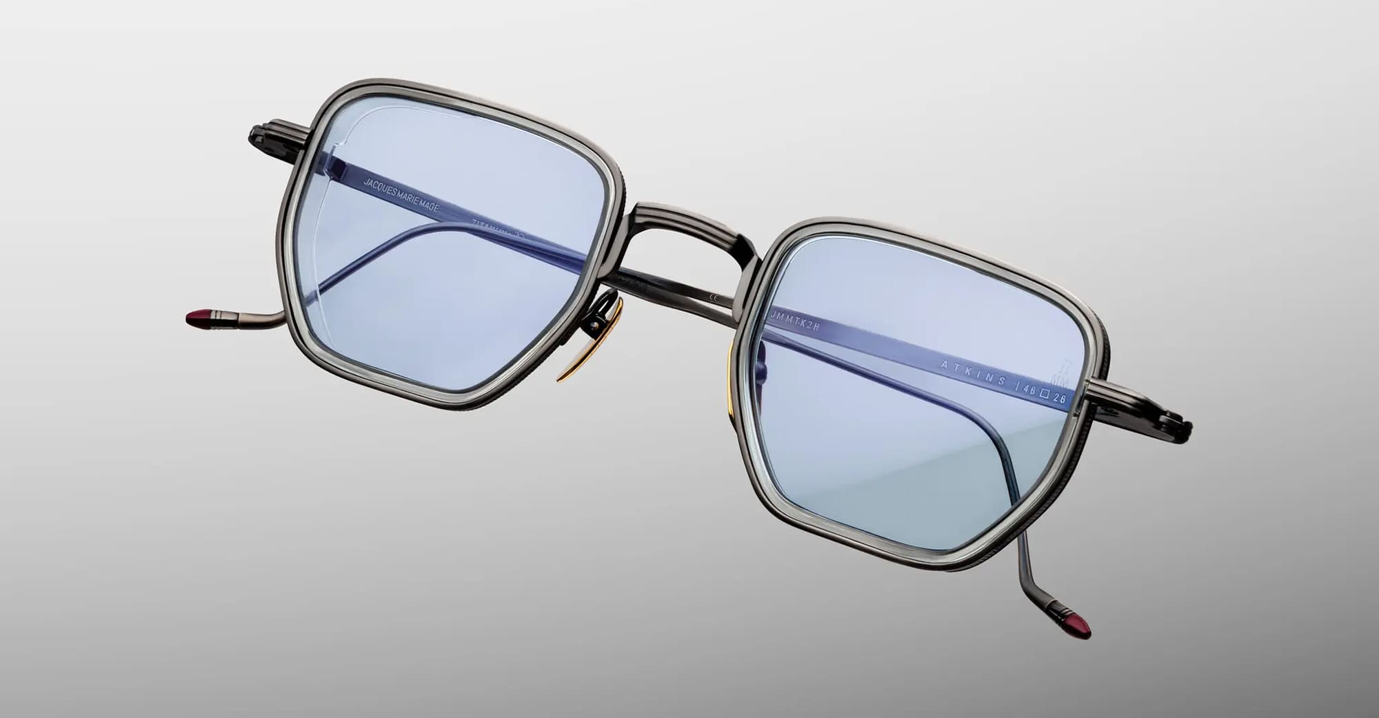 Ottica Mondello Roma - Jacques Marie Mage - JMMTK-2H - ATKINS - ANTIQUE SILVER - Titanium - shape Squared - Silver - EYEWEAR - SUNGLASSES - Unisex,Uomo,Donna,Women,Men - lens Blue - Made In Japan