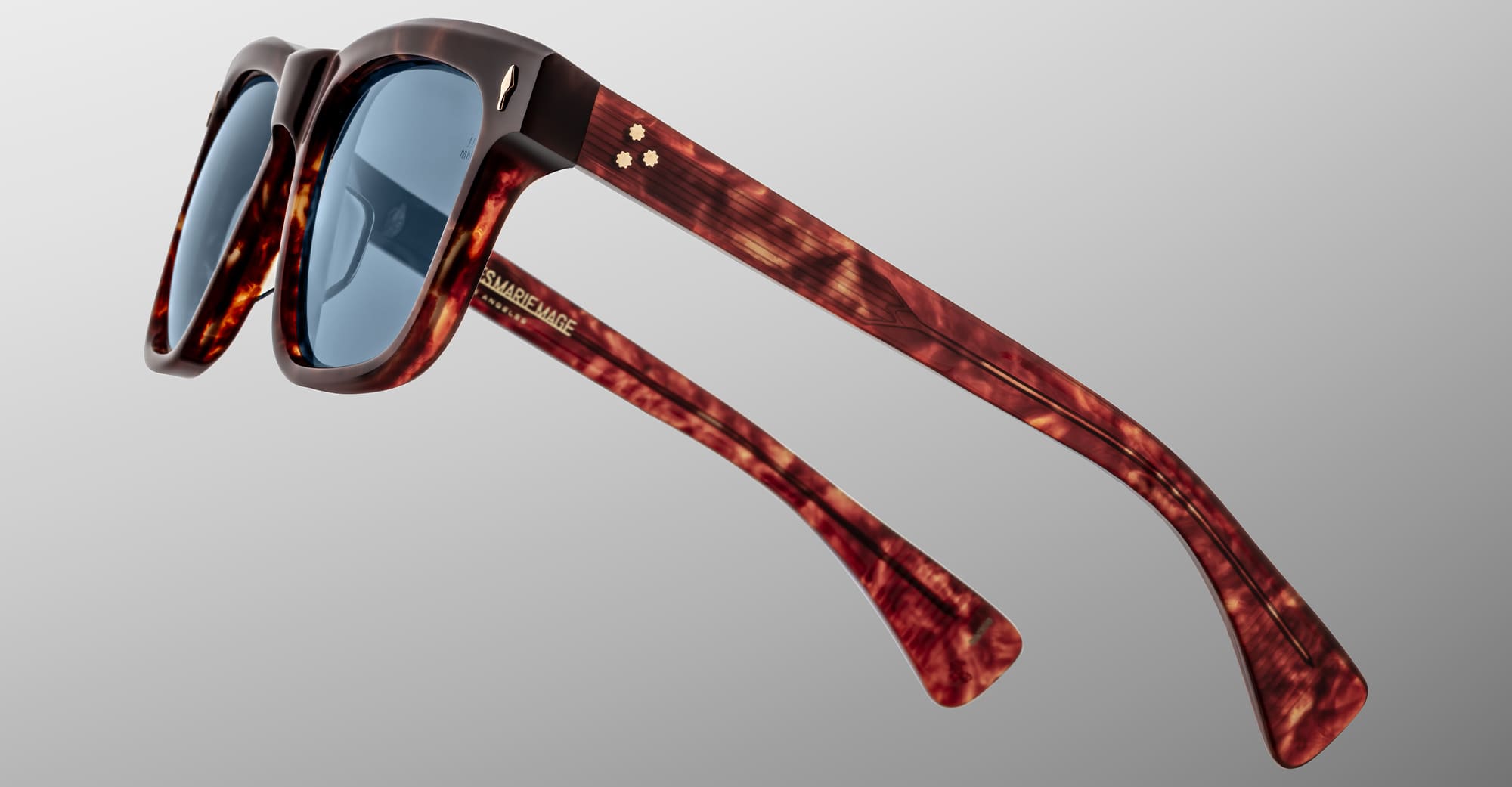 Ottica Mondello Roma - Jacques Marie Mage - JMMLS-7U - LANKASTER - BRECCIA - Acetate - shape Squared - Havana - EYEWEAR - SUNGLASSES - Unisex,Uomo,Donna,Women,Men - lens Gradient blue - Made In Japan