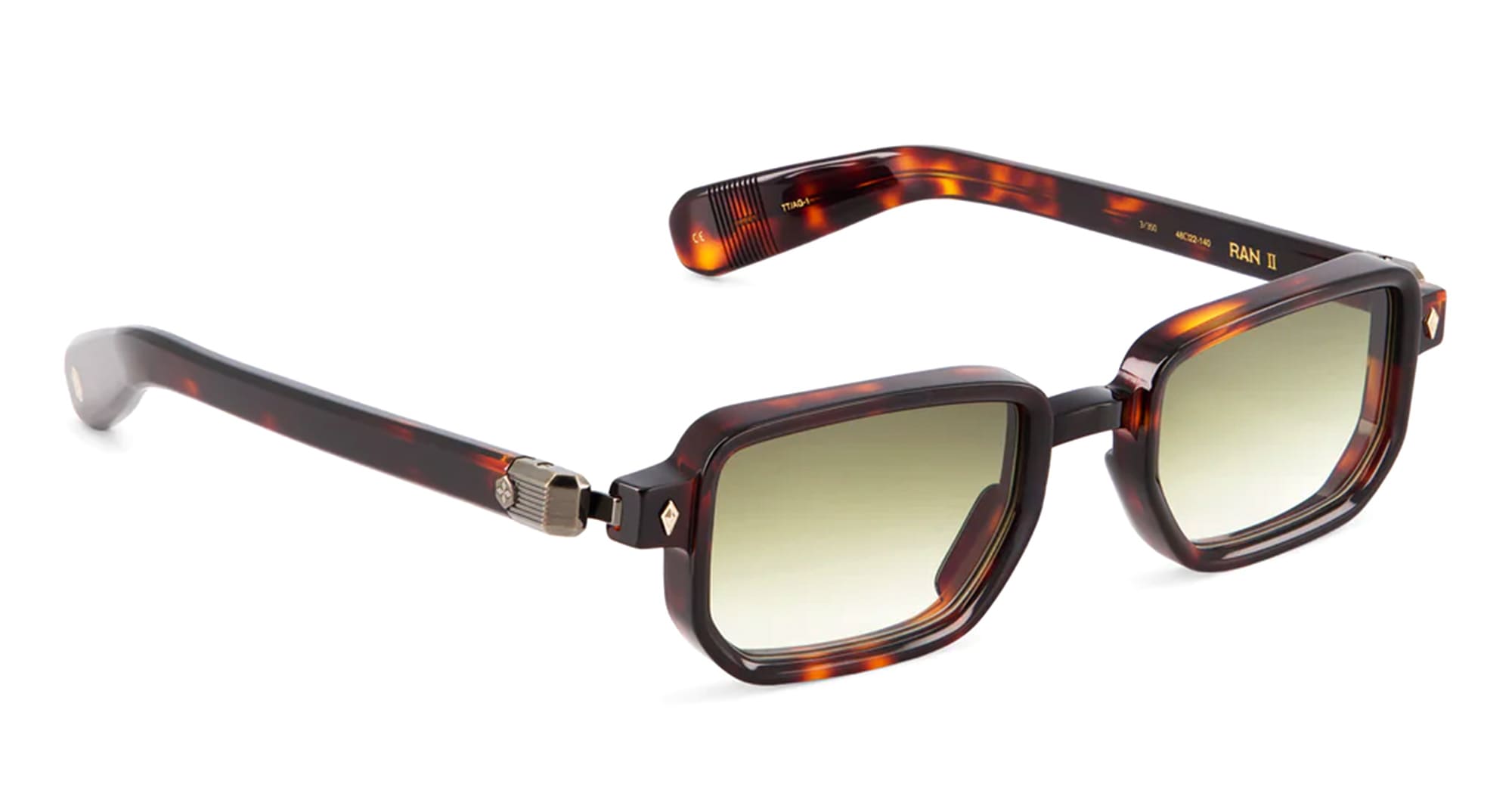 Ottica Mondello Roma - Sato - Ran-II-TT-AG-1 - RAN II - TOKYO TORTOISE / ANTIQUE GOLD - Acetate - shape Rectangular - Tortoise - EYEWEAR - SUNGLASSES - Unisex,Uomo,Donna,Women,Men - lens Gradient green - Made In Japan