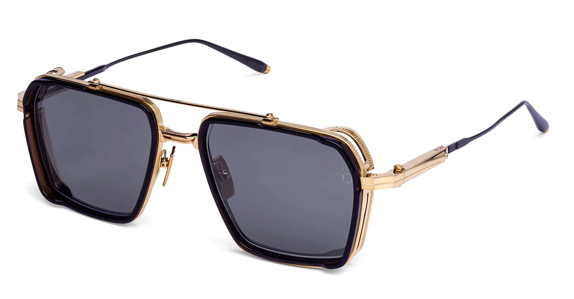 Ottica Mondello Roma - Akoni - AKS-510E-58 - TIROS - BRUSHED 12K GOLD / CRYSTAL BLACK - titanium, acetate - shape  - gold, black - EYEWEAR - SUNGLASSES - Uomo,Men - lens  - Made In Japan