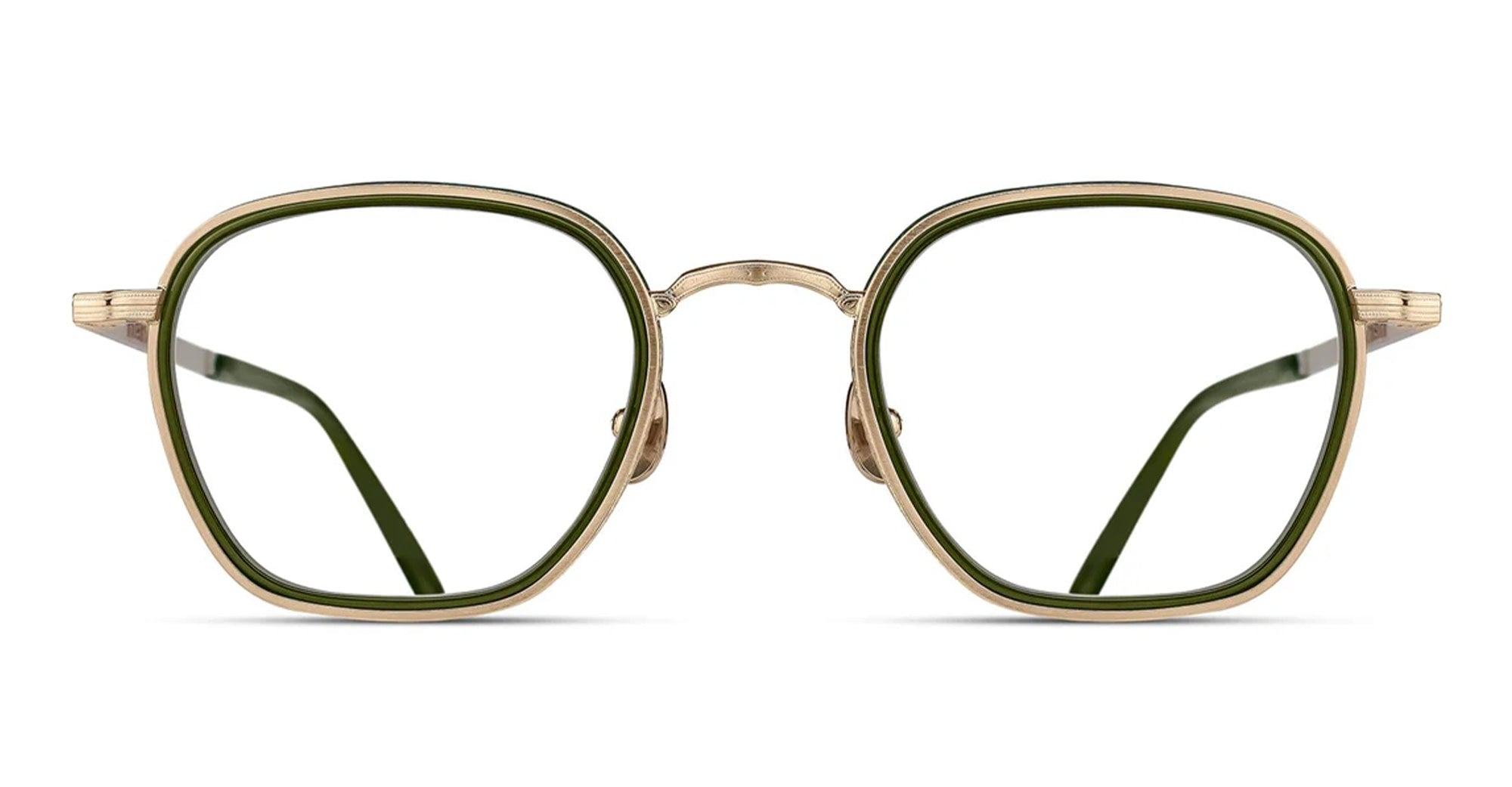  GREEN RX - Titanium - shape Squared - gold, green - EYEWEAR - EYEGLASSES - Unisex,Uomo,Donna,Women,Men - lens Clear - Made In Japan