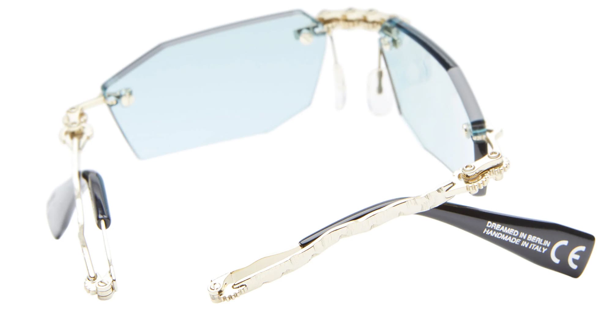Ottica Mondello Roma - Kuboraum - KRSH40GG0000004E - MASK H40 GG - GOLD - Metal - shape Irregular - Gold - EYEWEAR - SUNGLASSES - Unisex,Uomo,Donna,Women,Men - lens Blue - Made In Italy