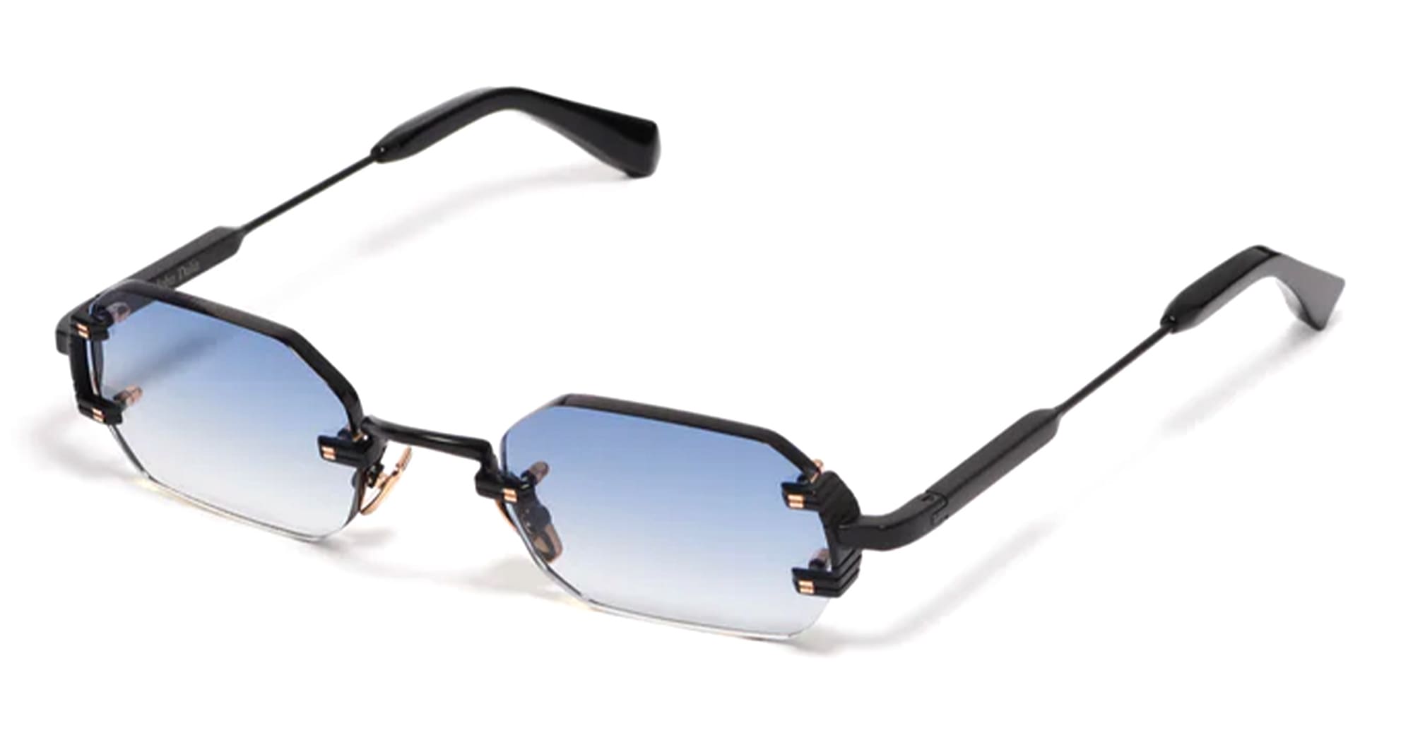 Ottica Mondello Roma - John Dalia - AMARU-C303 - AMARU-C303 - SHINY BLACK - Metal - shape Rectangular - Black - EYEWEAR - SUNGLASSES - Uomo,Men - lens Gradient blue - Made In France