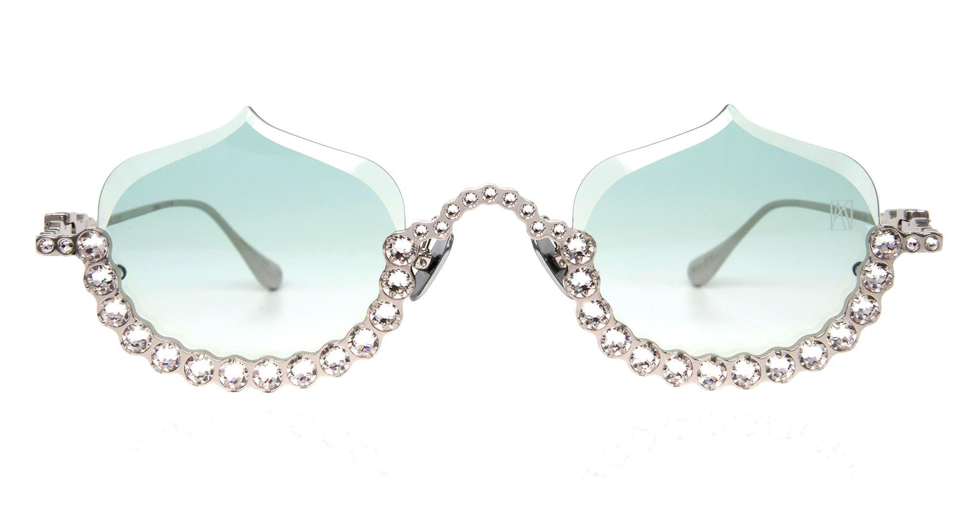 Ottica Mondello Roma - Anna-Karin Karlsson - S232-7702 - CRYSTAL MERINGUE - White Gold - Titanium - shape Oval - white gold - EYEWEAR - SUNGLASSES - Donna,Women - lens light blue - Made In Japan