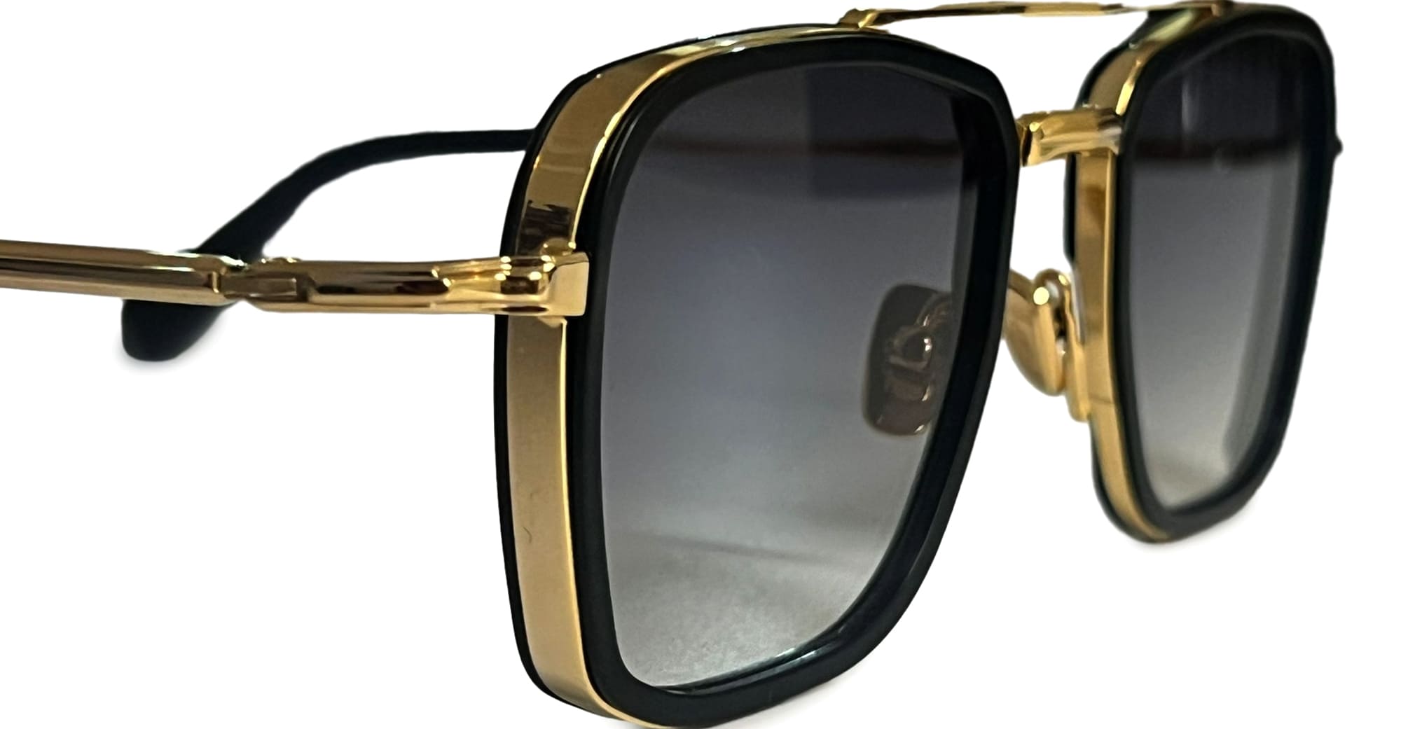 Ottica Mondello Roma - John Dalia - EWAN-C115 - EWAN - C115 Matte Black / Antique Gold 18K - Metal - shape Squared - Black, gold - EYEWEAR - SUNGLASSES - Unisex,Uomo,Donna,Women,Men - lens  - Made In France