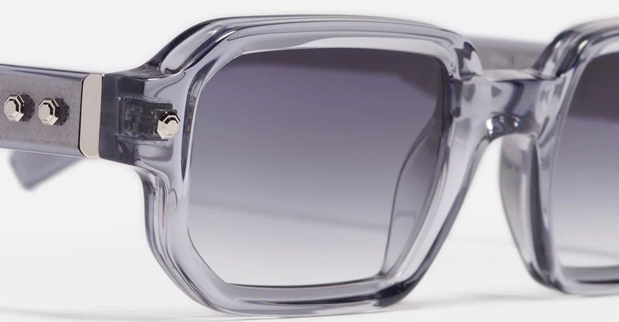 Ottica Mondello Roma - John Dalia - P06-C159 - PROJECT 06 - C159 Grey Translucid / Platine Plated - Acetate - shape Rectangular - grey, white gold - EYEWEAR - SUNGLASSES - Unisex,Uomo,Donna,Women,Men - lens Gradient blue - Made In France