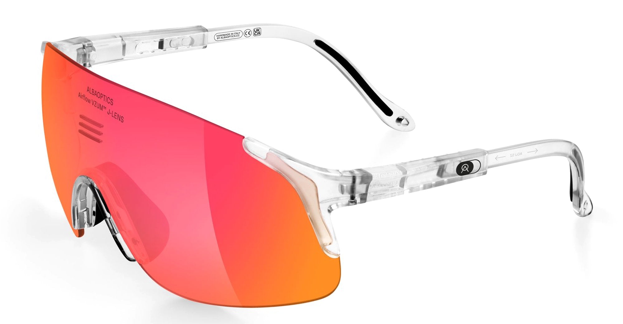 Ottica Mondello Roma - Alba Optics - 8050054518527 - JUMBO - CRYSTAL GLOSSY / VZUM F-LENS FIRE - Tr90 - shape Mask - Crystal - EYEWEAR - SUNGLASSES - Unisex,Uomo,Donna,Women,Men - lens red - Made In Italy