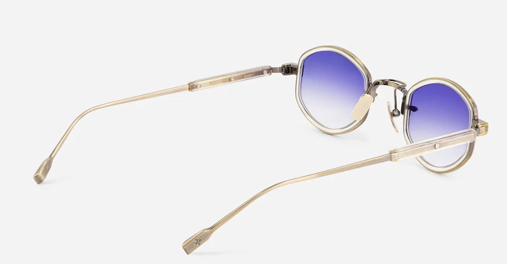 Ottica Mondello Roma - Sato - Mirac-AG-HC-1 - MIRAC - Antique Gold / Honey Crystal - Acetate, titanium - shape Oval - Gold - EYEWEAR - SUNGLASSES - Unisex,Uomo,Donna,Women,Men - lens Gradient blue - Made In Japan