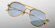 Ottica Mondello Roma - Jacques Marie Mage - JMMMD-19H - COMMANDER - CIEL - Titanium - shape Aviator - Gold - EYEWEAR - SUNGLASSES - Unisex,Uomo,Donna,Women,Men - lens Blue - Made In Japan