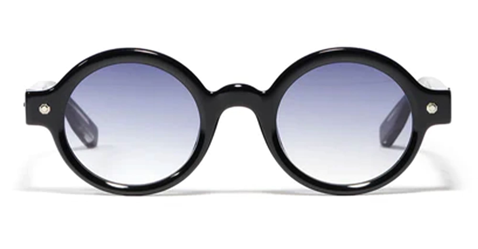 Ottica Mondello Roma - John Dalia - P13-C109-46 - Project 13 (46) - C109 Shiny Black / Silver Plated - Acetate - shape Round - black, silver - EYEWEAR - SUNGLASSES - Unisex,Uomo,Donna,Women,Men - lens Gradient blue - Made In France