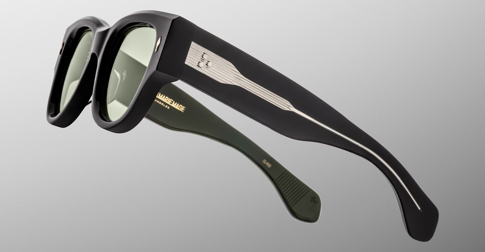 Ottica Mondello Roma - Jacques Marie Mage - JMMEH-16C - CHELSEA - COBRA - Acetate - shape Round - Black - EYEWEAR - SUNGLASSES - Unisex,Uomo,Donna,Women,Men - lens Green - Made In Japan