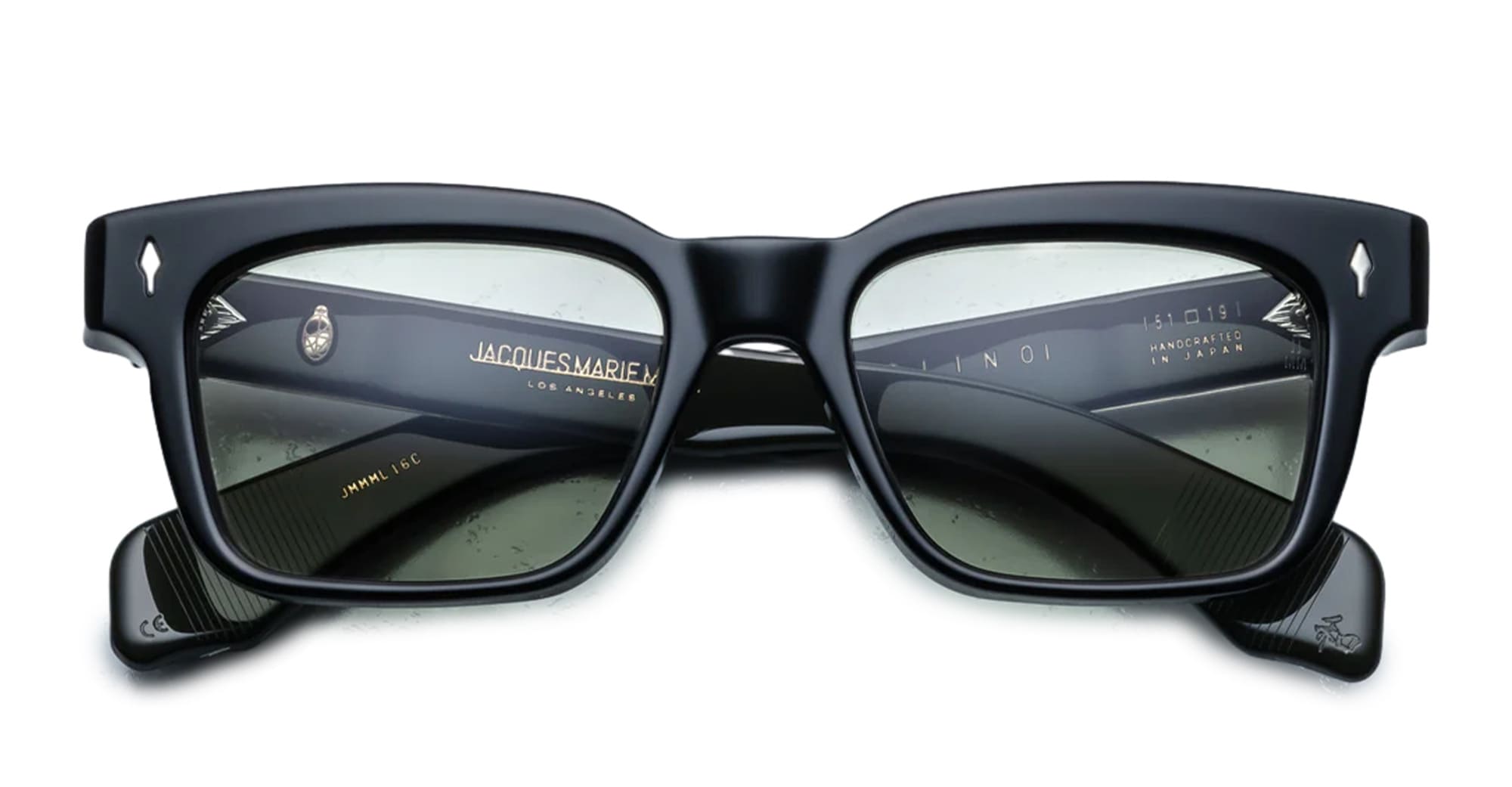 Ottica Mondello Roma - Jacques Marie Mage - JMMML-16C - MOLINO - COBRA - Acetate - shape Rectangular - Black - EYEWEAR - SUNGLASSES - Uomo,Men - lens light bottle green - Made In Japan