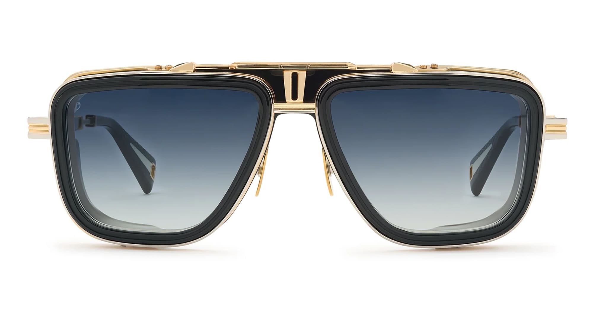 Ottica Mondello Roma - T HENRI - GTCA - GTO - OBSIDIAN - Titanium - shape Navigator - gold, black - EYEWEAR - SUNGLASSES - Unisex,Uomo,Donna,Women,Men - lens Gradient blue - Made In Japan