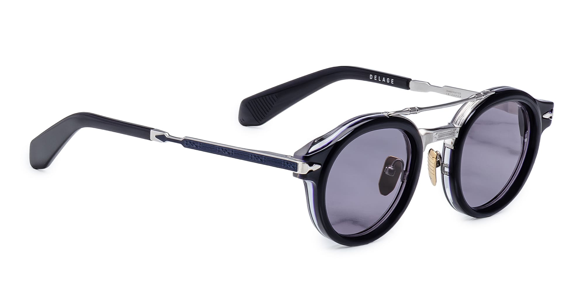 Ottica Mondello Roma - Jacques Marie Mage - JMMDG-18U - DELAGE - HUDSON - Acetate, titanium - shape Round - blue - EYEWEAR - SUNGLASSES - Unisex,Uomo,Donna,Women,Men - lens Blue - Made In Japan