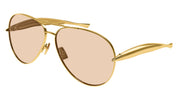 Ottica Mondello Roma - Bottega Veneta - BV1305S-002 - BV1305S-002 - GOLD / BROWN LENS - Metal - shape Aviator - Gold - EYEWEAR - SUNGLASSES - Unisex,Uomo,Donna,Women,Men - lens Brown - Made In Italy