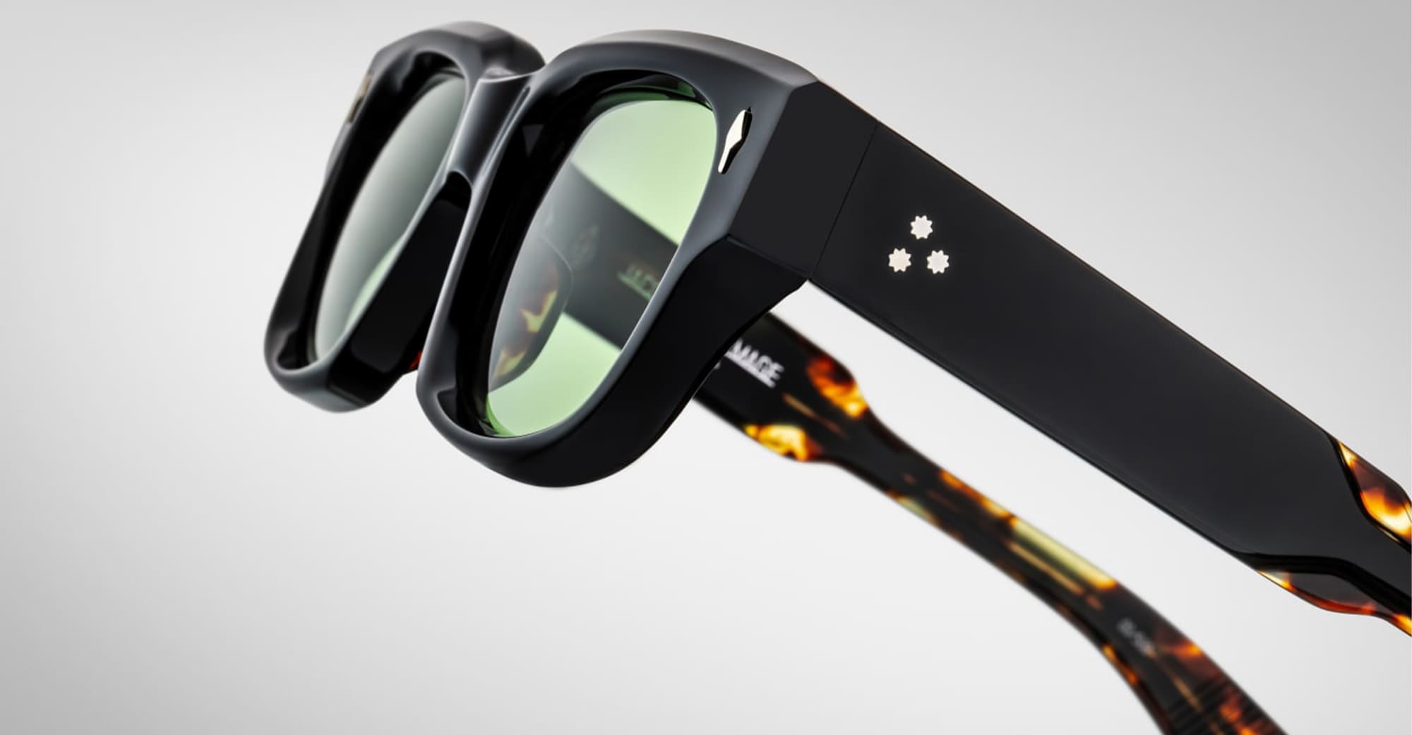 Ottica Mondello Roma - Jacques Marie Mage - JMMRZ-01 - MATTEI - NOIR - Acetate - shape Rectangular - Black - EYEWEAR - SUNGLASSES - Unisex,Uomo,Donna,Women,Men - lens Green - Made In Japan