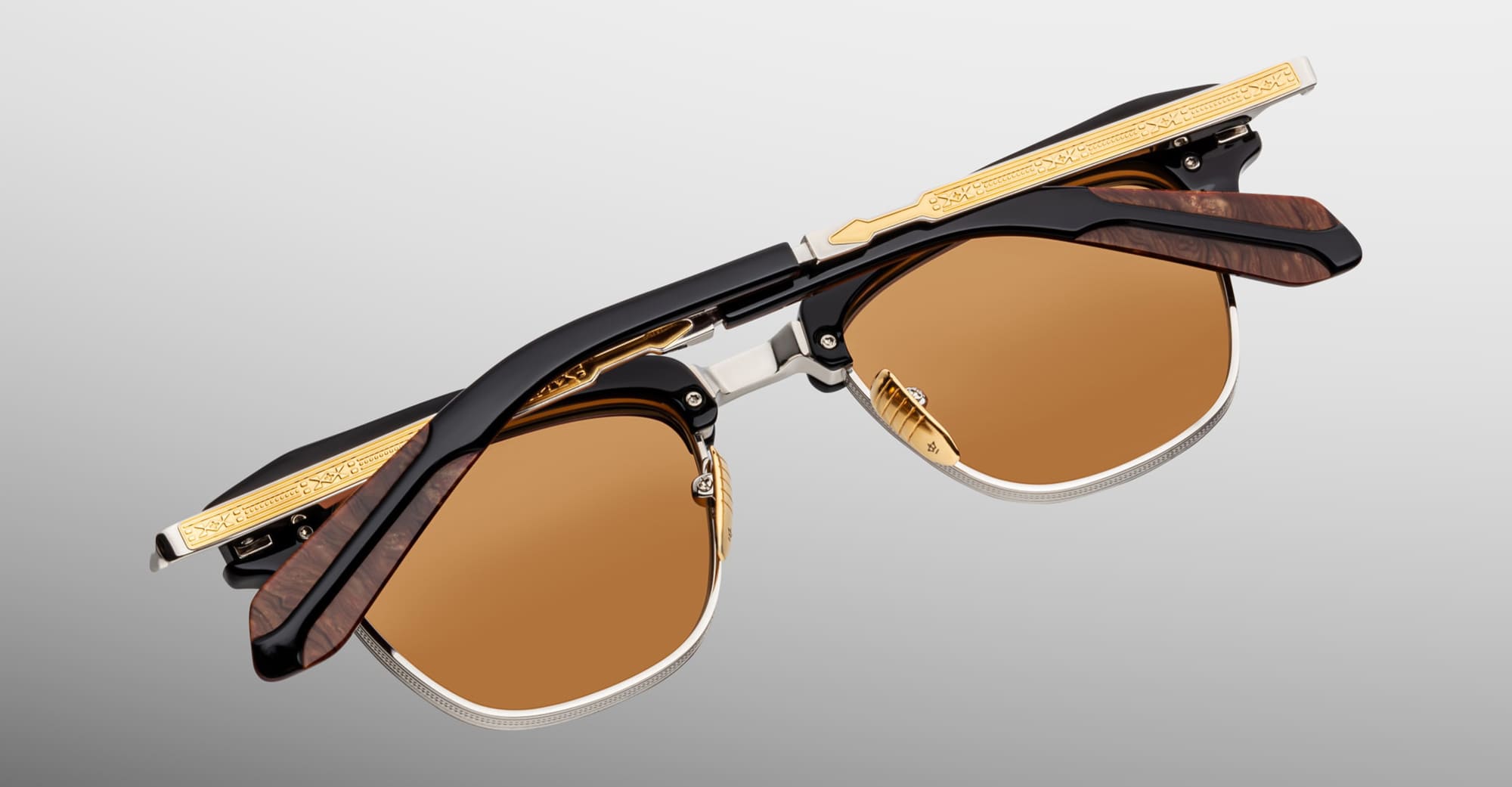Ottica Mondello Roma - Jacques Marie Mage - JMMSA-10A - SARTRE - NOIR X (ORIGINAL VERSION) - Acetate, titanium - shape Clubmaster - black, brown - EYEWEAR - SUNGLASSES - Unisex,Uomo,Donna,Women,Men - lens Clear - Made In Japan