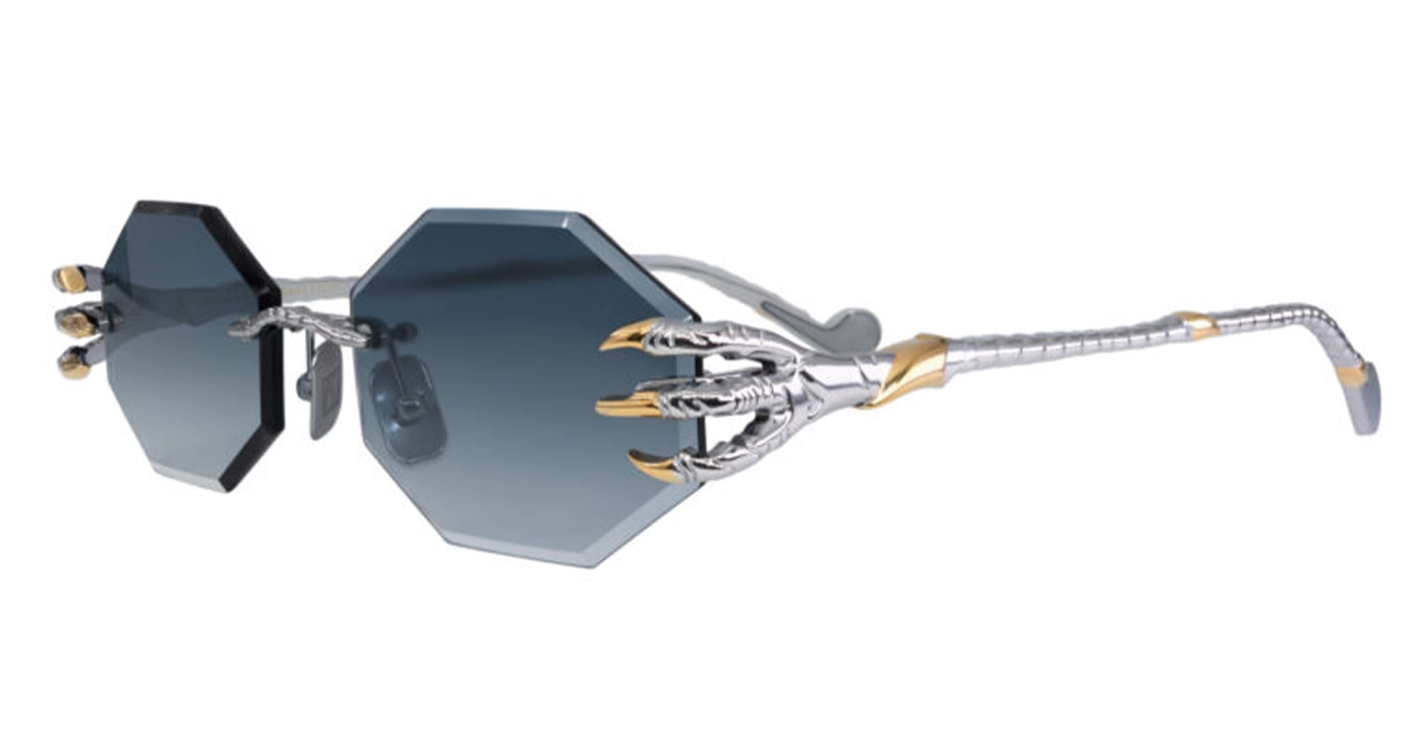 Ottica Mondello Roma - Anna-Karin Karlsson - S241-8202 - THE CLAW & THE NEST - OCTAGONAL 2.0 - White Gold - Titanium - shape OCtagonal - white gold - EYEWEAR - SUNGLASSES - Donna,Women - lens Grey - Made In Japan