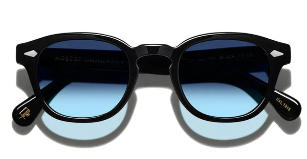 ま〜 MOSCOT LEMTOSH 46 Moscot Lemtosh (46) - black / custom denim blue lens – Mondello 1962