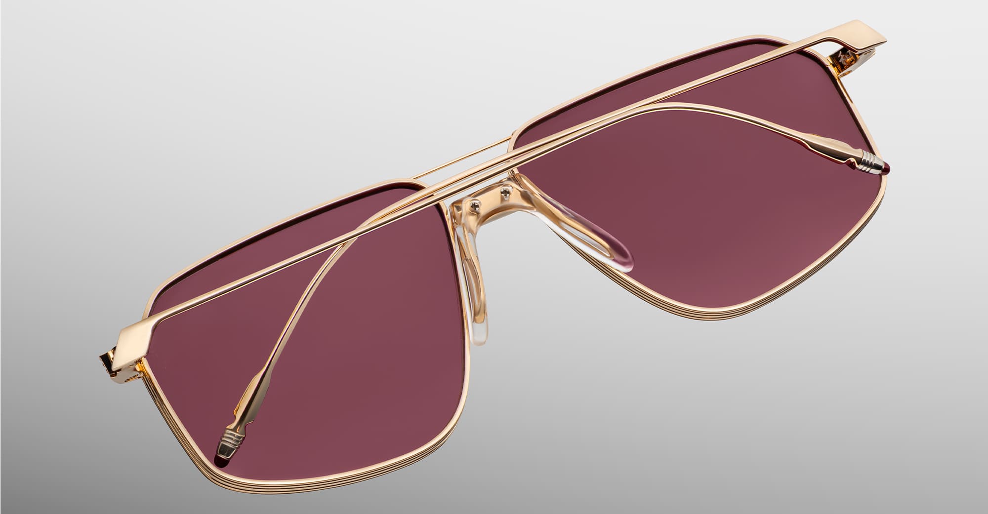 Ottica Mondello Roma - Jacques Marie Mage - JMMJG-22 - JAGGER - CHAMPAGNE - Titanium - shape Aviator - light gold - EYEWEAR - SUNGLASSES - Uomo,Men - lens burgundy - Made In Japan