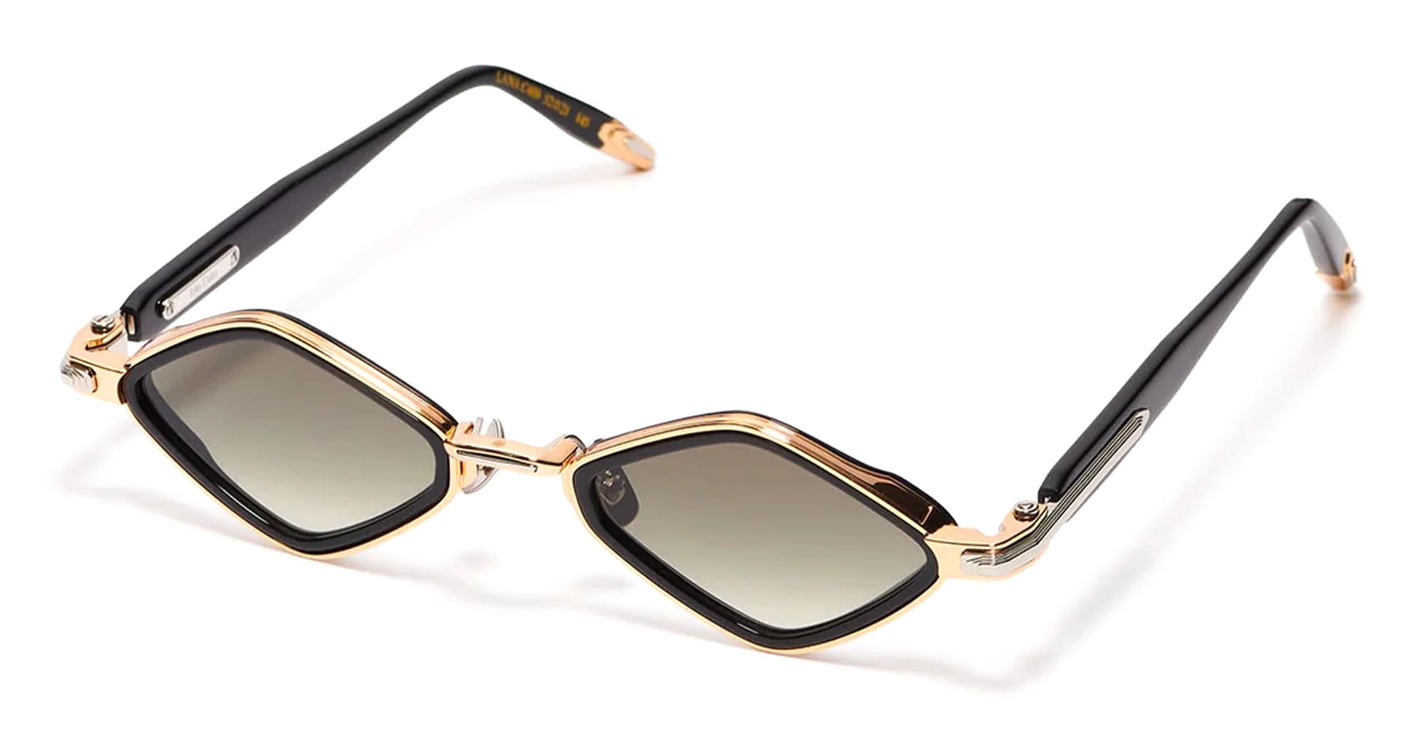 Ottica Mondello Roma - John Dalia - LANA-C409 - LANA - C409 Shiny Black - Yellow Gold / Platine  - titanium, acetate - shape Diamond - Black, gold - EYEWEAR - SUNGLASSES - Unisex,Uomo,Donna,Women,Men - lens Gradient green - Made In France