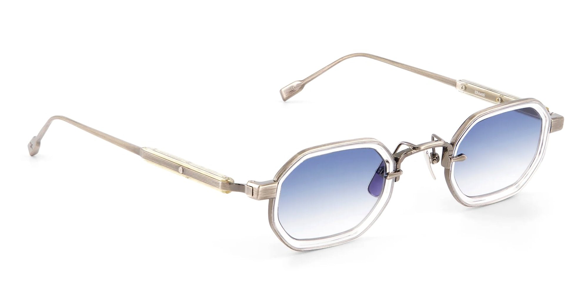 Ottica Mondello Roma - Sato - Erakis-AS-C-1 - ERAKIS - Antique Silver / Crystal - Acetate, titanium - shape Hexagonal - Silver - EYEWEAR - SUNGLASSES - Unisex,Uomo,Donna,Women,Men - lens Gradient blue - Made In Japan