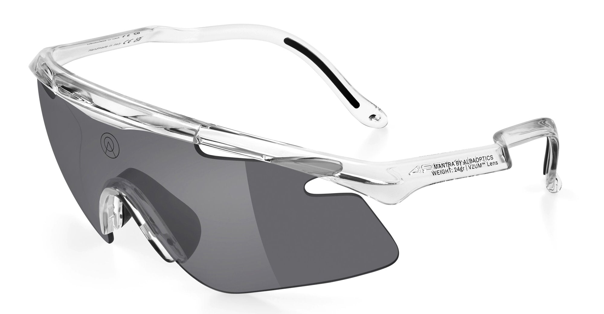 Ottica Mondello Roma - Alba Optics - 8050054518152 - MANTRA - CRYSTAL GLOSSY / VZUM F-LENS CLASSIC - Tr90 - shape Mask - Crystal - EYEWEAR - SUNGLASSES - Unisex,Uomo,Donna,Women,Men - lens Grey - Made In Italy