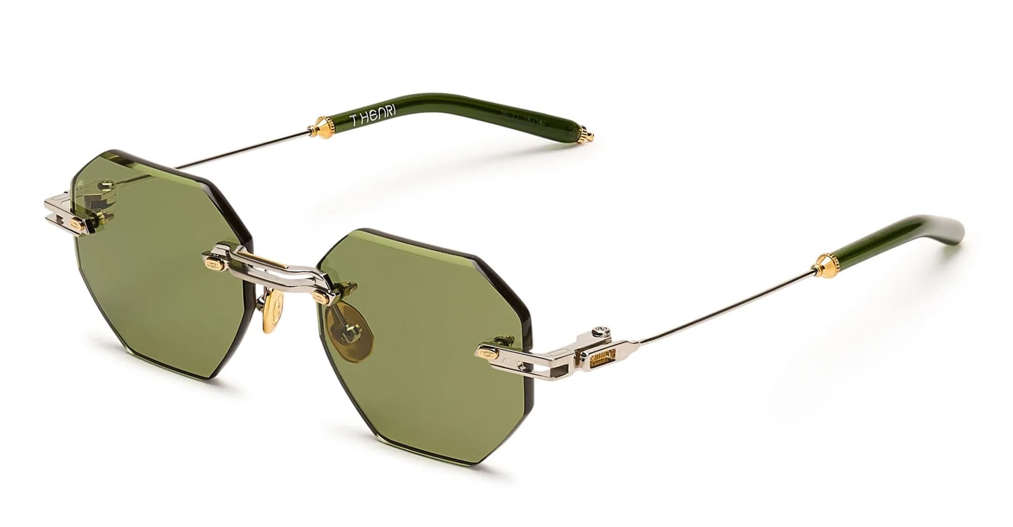 Ottica Mondello Roma - T HENRI - TMA - TROFEO - ANOMOLY - Titanium - shape Octagonal - silver, gold - EYEWEAR - SUNGLASSES - Unisex,Uomo,Donna,Women,Men - lens Green - Made In Japan