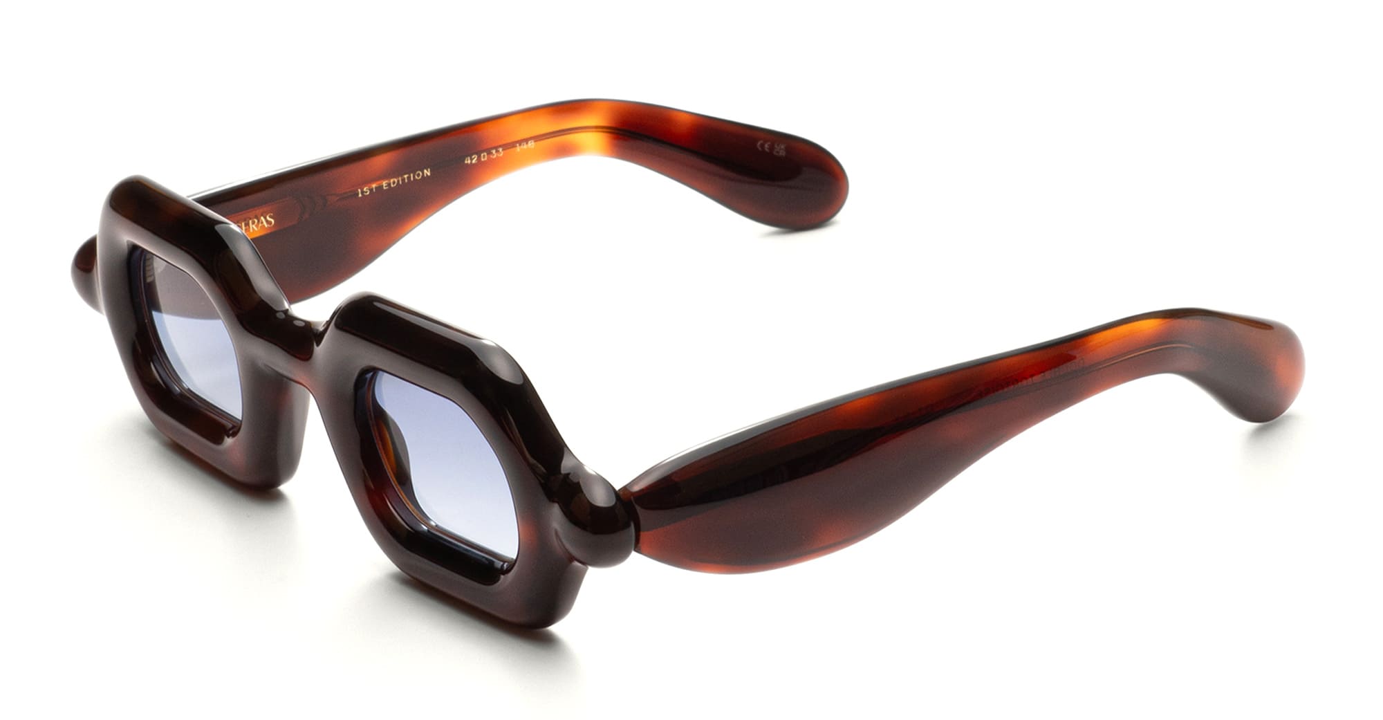 Ottica Mondello Roma - Paloceras - pebble-double-tortoise-sx - PEBBLE - DOUBLE TORTOISE SX - Acetate - shape Squared - Tortoise - EYEWEAR - SUNGLASSES - Unisex,Uomo,Donna,Women,Men - lens Gradient blue - Made In China