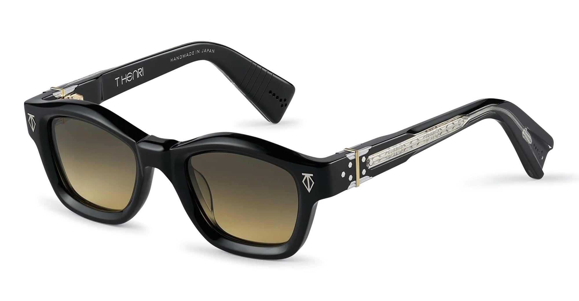 Ottica Mondello Roma - T HENRI - AUASH - AURELIA - SHADOWN II - Acetate - shape Squared - Black - EYEWEAR - SUNGLASSES - Unisex,Uomo,Donna,Women,Men - lens gradient yellow - Made In Japan