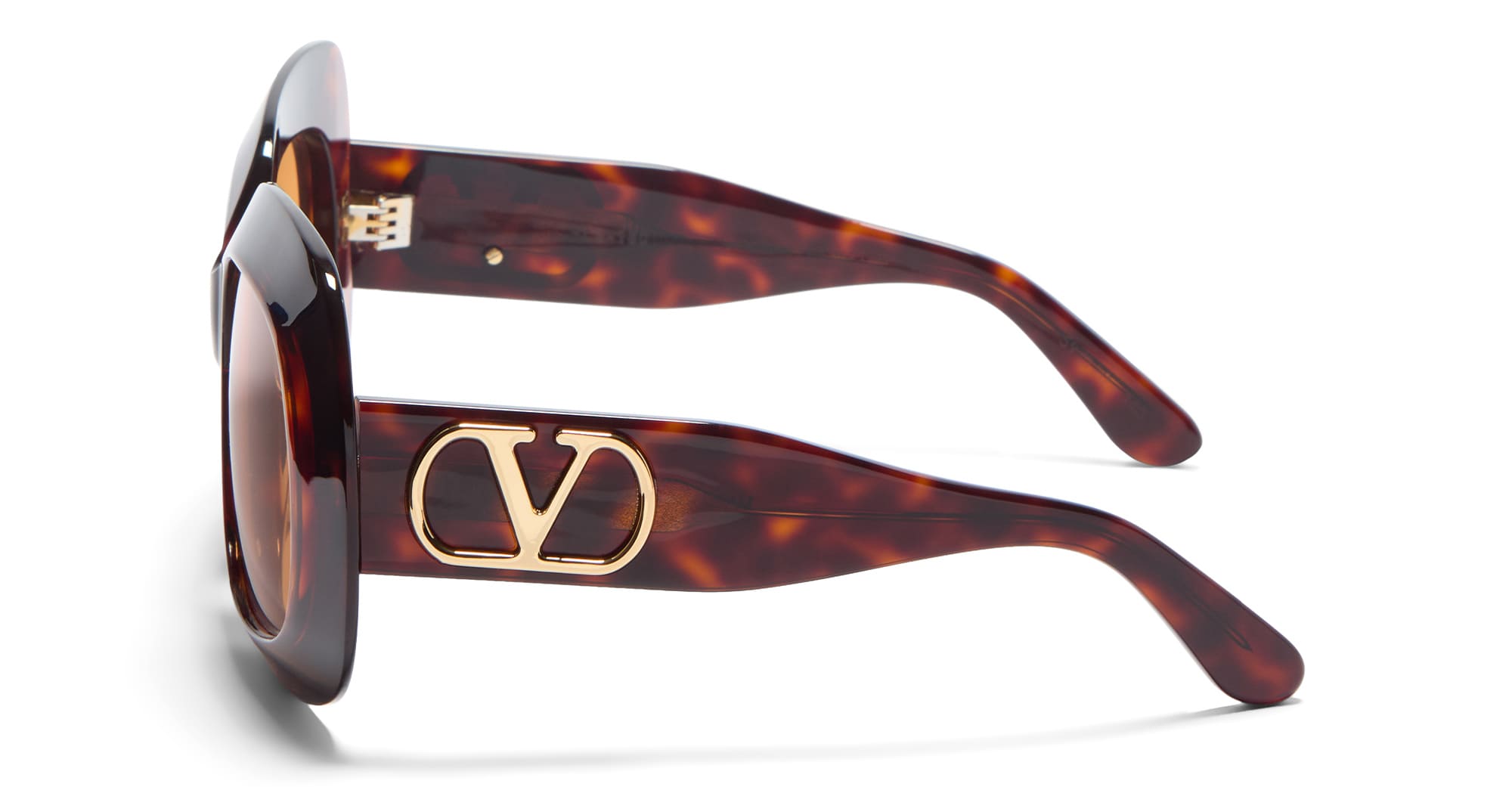 Ottica Mondello Roma - Valentino - VLS-180C-59 - VLS-180C - DARK HAVANA / V-LIGHT GOLD - Acetate - shape Squared - havana, gold - EYEWEAR - SUNGLASSES - Donna,Women - lens orange - Made In Japan