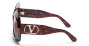 Ottica Mondello Roma - Valentino - VLS-180C-59 - VLS-180C - DARK HAVANA / V-LIGHT GOLD - Acetate - shape Squared - havana, gold - EYEWEAR - SUNGLASSES - Donna,Women - lens orange - Made In Japan