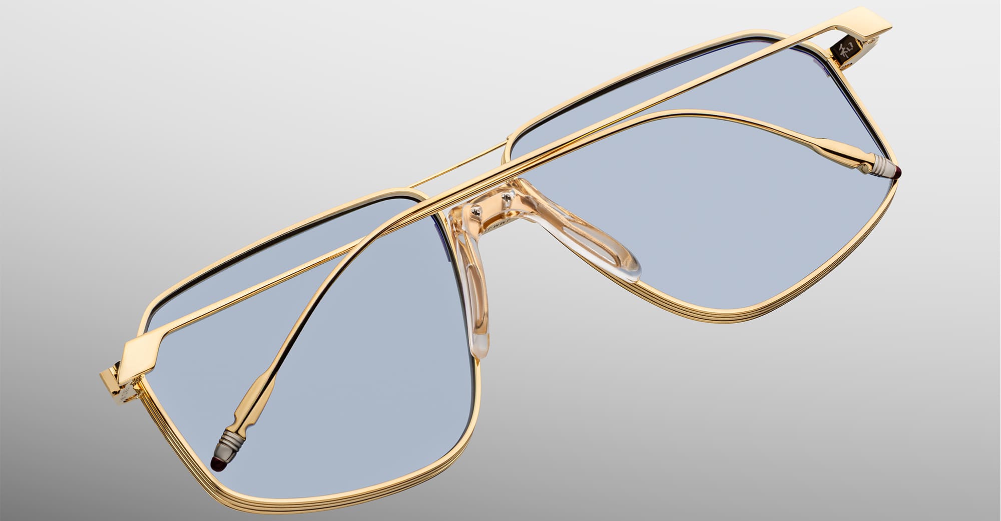 Ottica Mondello Roma - Jacques Marie Mage - JMMJG-19H - JAGGER - CIEL - Titanium - shape Aviator - Gold - EYEWEAR - SUNGLASSES - Unisex,Uomo,Donna,Women,Men - lens Blue - Made In Japan