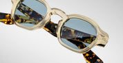 Ottica Mondello Roma - Jacques Marie Mage - JMMZP-10Y3 - DECADE COLLECTION: ZEPHIRIN - DUN - Acetate - shape Squared - beige - EYEWEAR - SUNGLASSES - Uomo,Men - lens Blue - Made In Japan