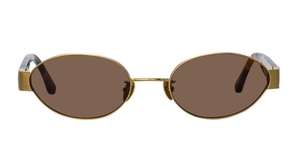 Ottica Mondello Roma - LINDA FARROW - LFL1469C3SUN - SADIE - LIGHT GOLD / T-SHELL  - Acetate, titanium - shape Oval - Gold - EYEWEAR - SUNGLASSES - Donna,Women - lens Brown - MadeIn Japan