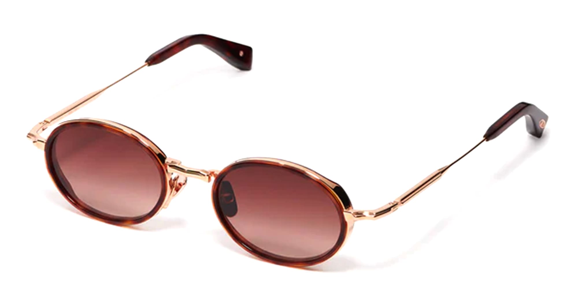 Ottica Mondello Roma - John Dalia - EDDIE-C121 - EDDIE - C121 Dark Brown Tortoise - Rose Gold 18K - Metal - shape Oval - brown, gold - EYEWEAR - SUNGLASSES - Unisex,Uomo,Donna,Women,Men - lens Gradient brown - Made In France