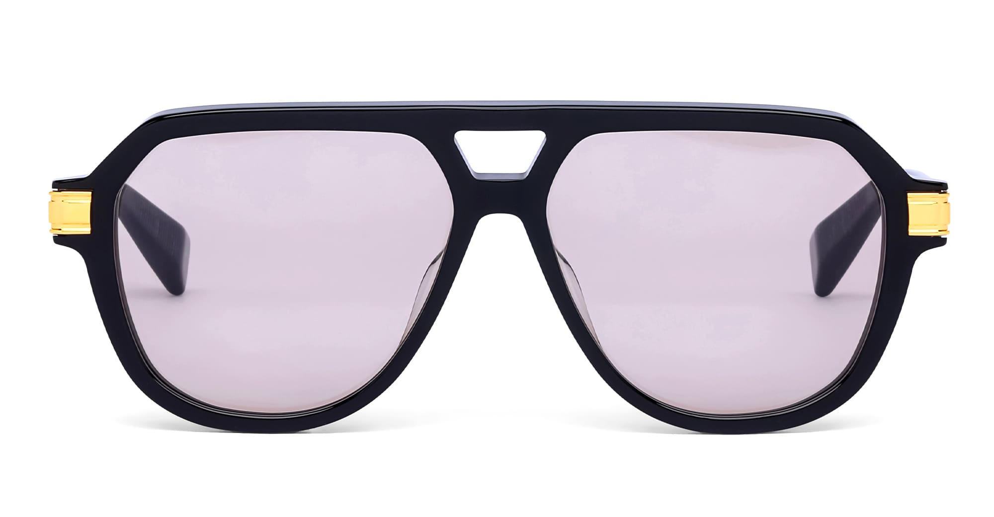 Ottica Mondello Roma - Balmain - BPS-184A-57 - FRANCOISE II - BLACK / 18K GOLD - Acetate - shape Aviator - Black, gold - EYEWEAR - SUNGLASSES - Unisex,Uomo,Donna,Women,Men - lens light brown - Made In Japan