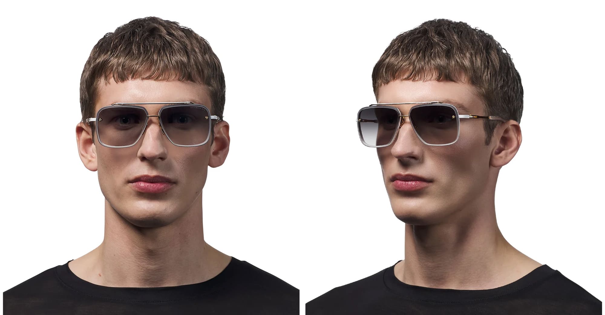 Ottica Mondello Roma - DITA - DTS121-62-07 - MACH-SIX - MATTE WHITE/ YELLOW GOLD - Titanium - shape Aviator - white, gold - EYEWEAR - SUNGLASSES - Unisex,Uomo,Donna,Women,Men - lens Gradient grey - Made In Japan
