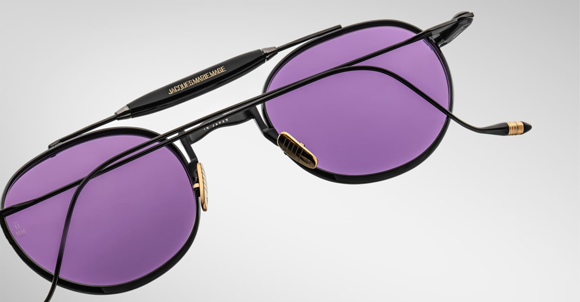 Ottica Mondello Roma - Jacques Marie Mage - JMMDS-17D - DASAN - SPIDER - Titanium - shape Aviator - Black - EYEWEAR - SUNGLASSES - Unisex,Uomo,Donna,Women,Men - lens purple - Made In Japan