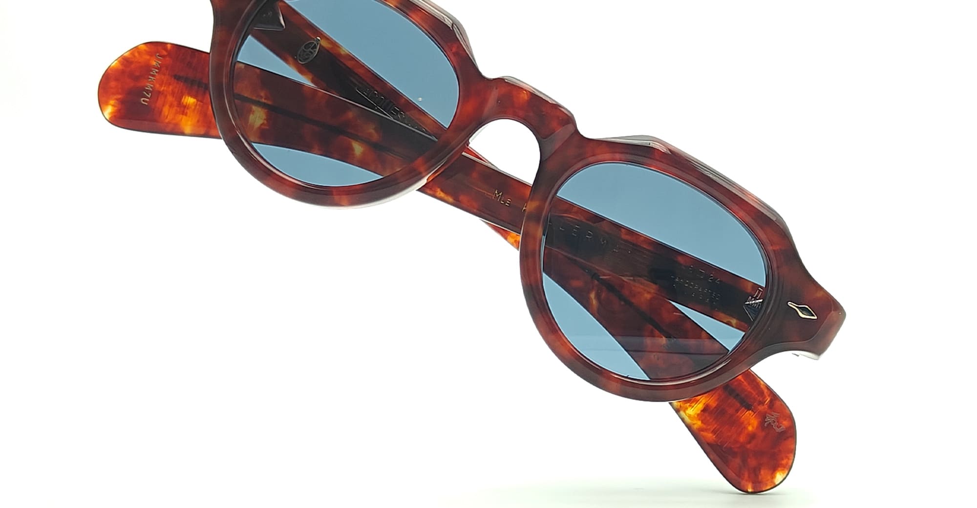 Ottica Mondello Roma - Jacques Marie Mage - JMMKM-7U - KELLERMAN - BRECCIA - Acetate - shape Panto - Havana - EYEWEAR - SUNGLASSES - Unisex,Uomo,Donna,Women,Men - lens Blue - Made In Japan