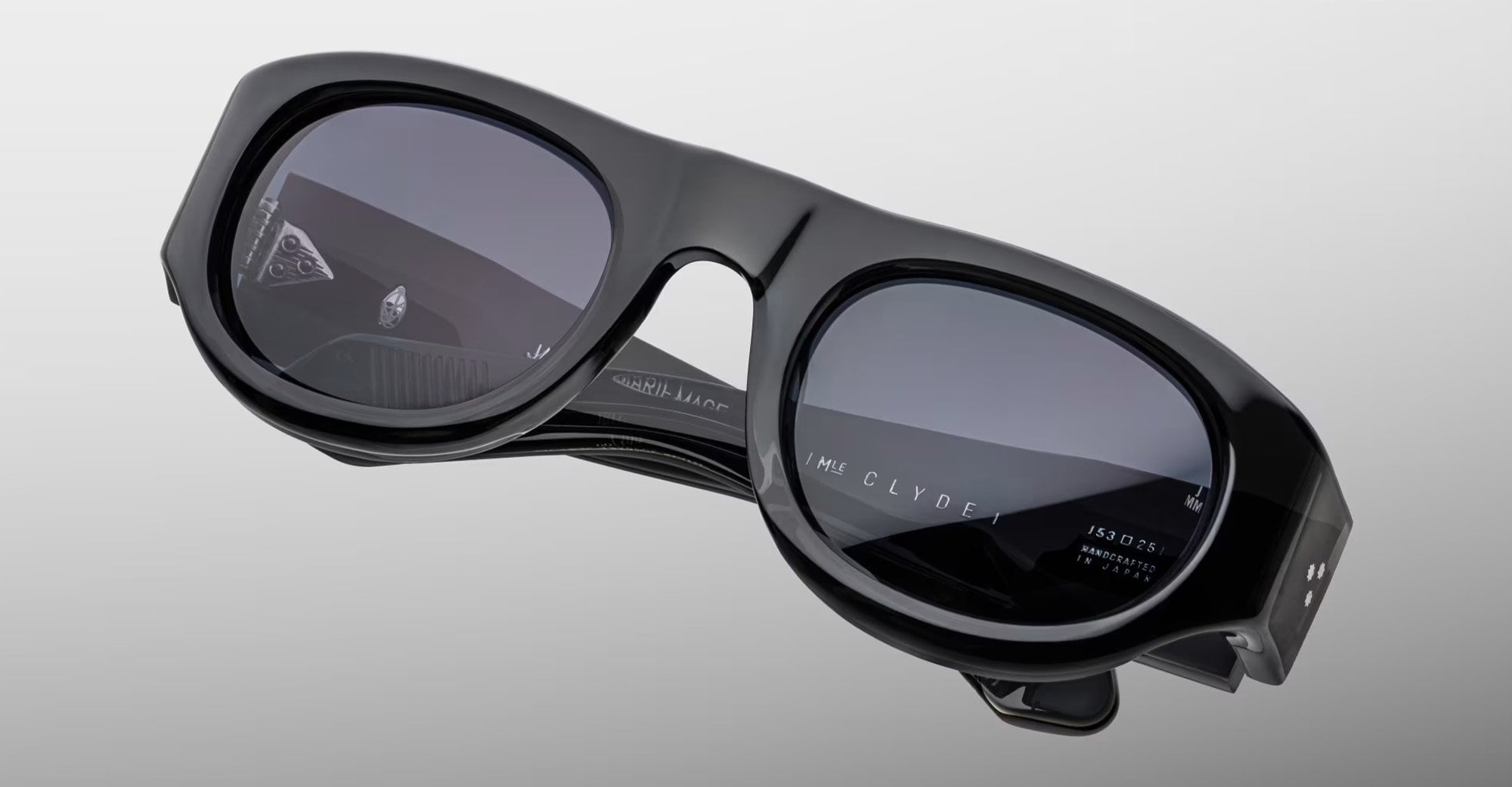 Ottica Mondello Roma - Jacques Marie Mage - JMMLY-I1 - CLYDE 2.0 - GRISAILLE - Acetate - shape Oval - Black - EYEWEAR - SUNGLASSES - Unisex,Uomo,Donna,Women,Men - lens Grey - Made In Japan