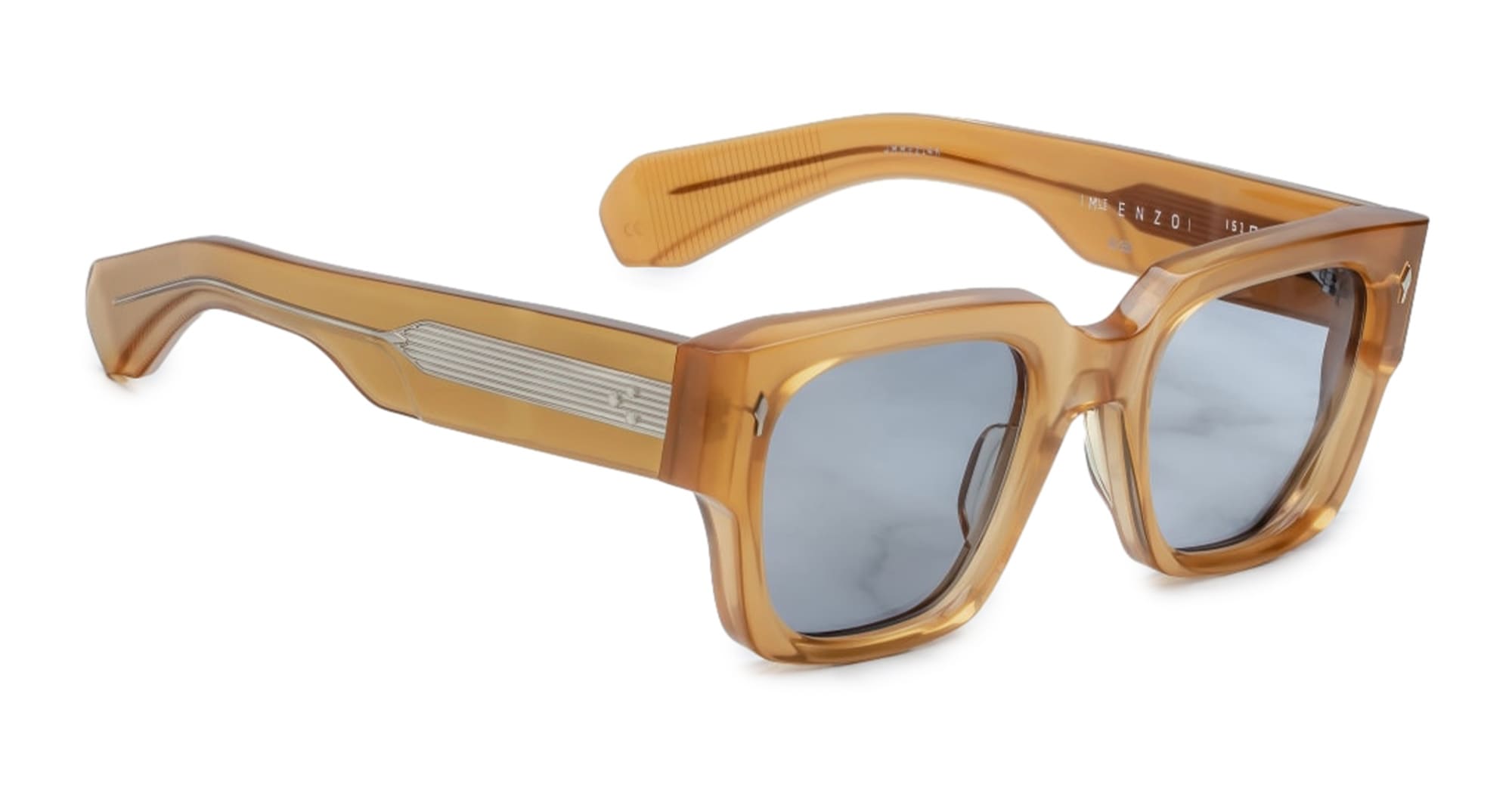 Ottica Mondello Roma - Jacques Marie Mage - JMMEZ-14K - ENZO - SAFFRON - Acetate - shape Squared - brown - EYEWEAR - SUNGLASSES - Uomo,Men - lens Grey - Made In Japan