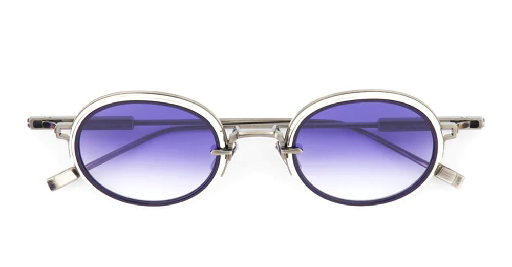 Ottica Mondello Roma - Sato - Acamar-II-AS-P-1 - ACAMAR II - antique silver / platinum - Titanium - shape Oval - Silver - EYEWEAR - SUNGLASSES - Unisex,Uomo,Donna,Women,Men - lens Gradient blue - Made In Japan