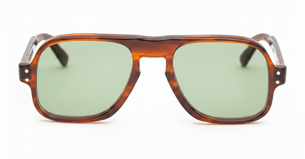 Ottica Mondello Roma - Julius Tart - JTPL-020G-2B-GN-30 - DART - BLACK / GREEN LENS - Acetate - shape Aviator - Black - EYEWEAR - SUNGLASSES - Unisex,Uomo,Donna,Women,Men - lens Green - Made In Japan