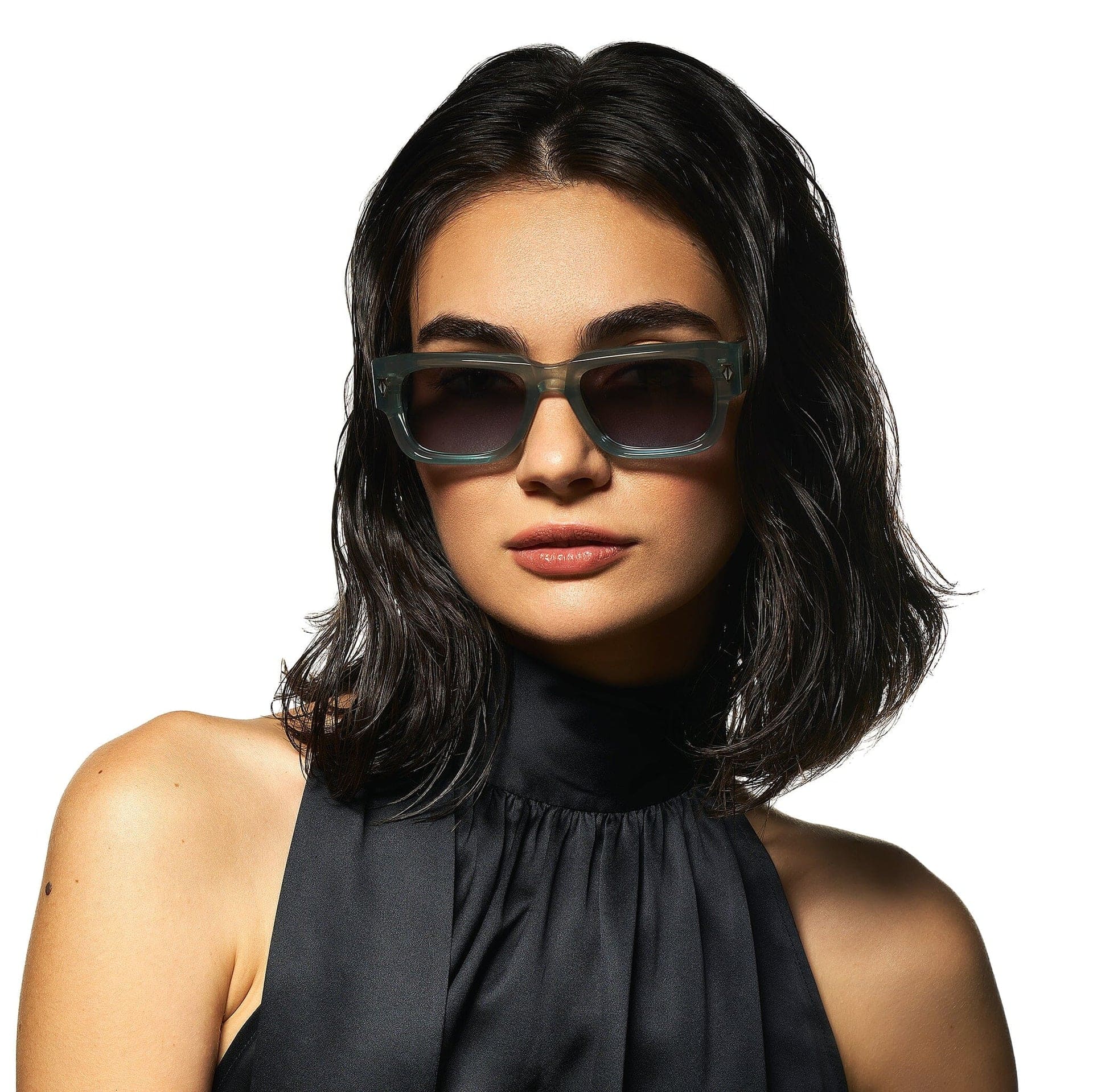 Ottica Mondello Roma - T HENRI - TAAB - TAYCAN - SHOWDOW II - Acetate - shape Squared - Black - EYEWEAR - SUNGLASSES - Unisex,Uomo,Donna,Women,Men - lens Gradient blue - Made In Japan