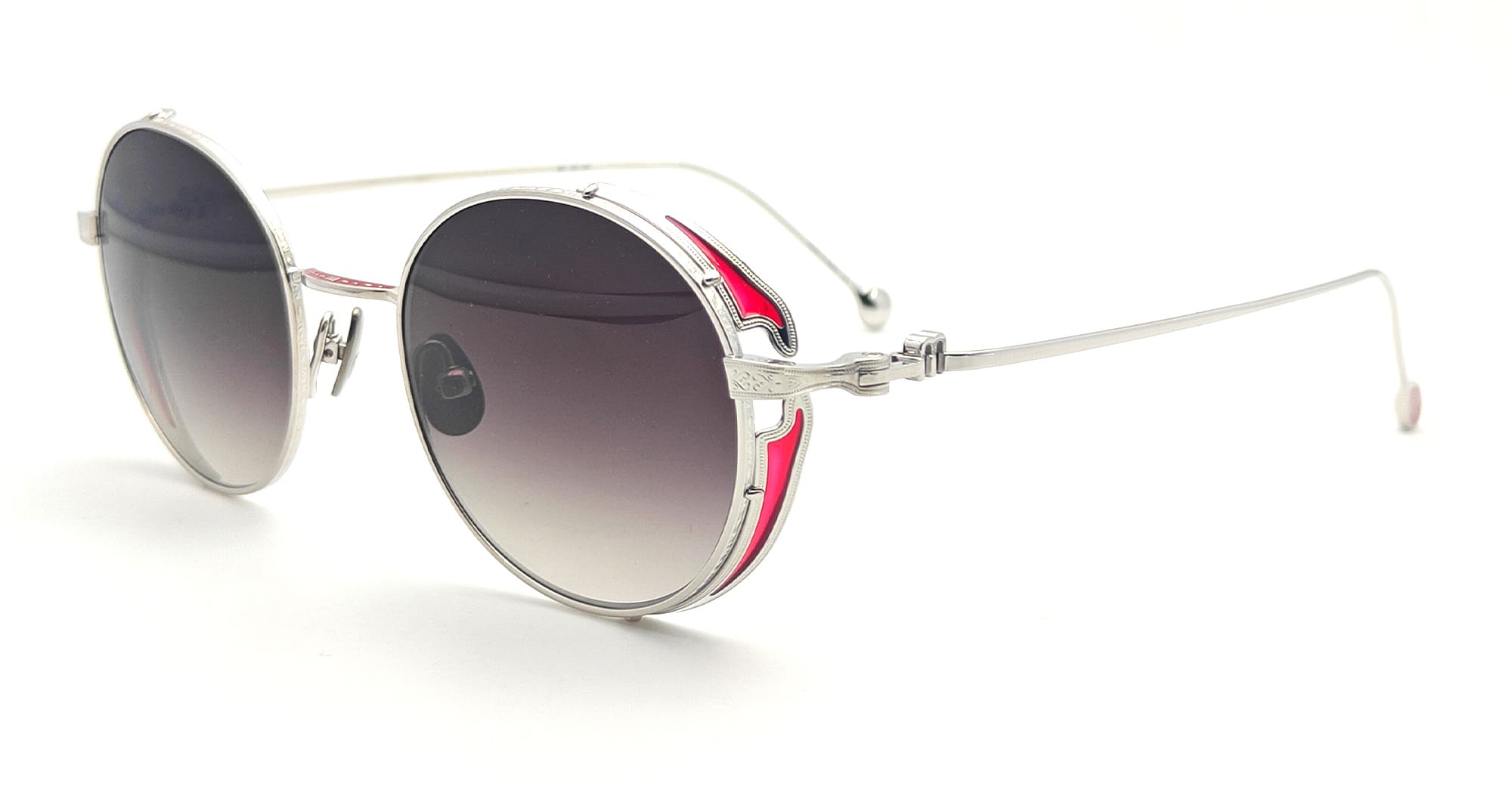  GREY GRADIENT - Titanium - shape Round - Palladium - EYEWEAR - SUNGLASSES - Unisex,Uomo,Donna,Women,Men - lens Gradient grey - Made In Japan