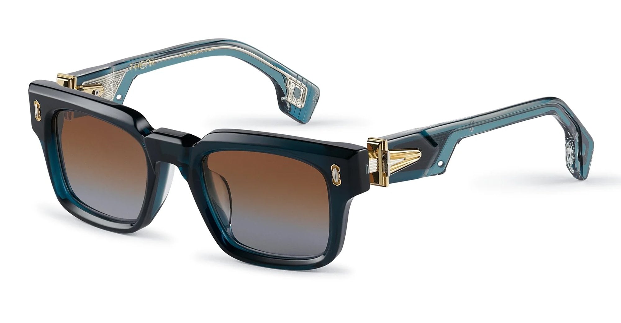 Ottica Mondello Roma - T HENRI - ELAU2 - ELVA - DEEP BLUE II - Acetate - shape Squared - blue - EYEWEAR - SUNGLASSES - Unisex,Uomo,Donna,Women,Men - lens Gradient brown - Made In Japan
