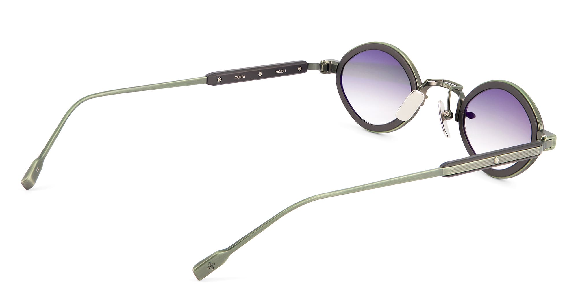 Ottica Mondello Roma - Sato - Talita-MG-B-1 - TALITA - MATT GREEN / MATT BLACK - Acetate, titanium - shape Oval - grey, black - EYEWEAR - SUNGLASSES - Unisex,Uomo,Donna,Women,Men - lens Gradient green - Made In Japan