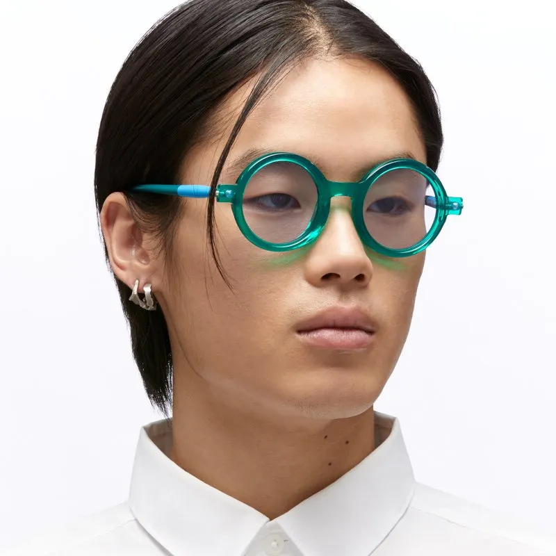 Ottica Mondello Roma - Kuboraum - KRS0P1SEA000002L - MASK P1 - SEA - Acetate - shape Round - green - EYEWEAR - SUNGLASSES - Unisex,Uomo,Donna,Women,Men - lens light blue - Made In Italy